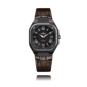 Montre automatique NH35 avec logo personnalisé de marque privée OEM/ODM, boîtier en fibre de carbone, aiguilles super lumineuses, bracelet en cuir véritable - Product Image 3