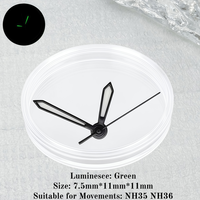 Aiguilles de montre lumineuses vertes en acier inoxydable noir et or rose, accessoires pour mouvements automatiques Sandoz NH35 NH36 NH70/4R/7S