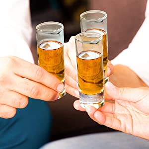 Clear Heavy Base Shot Glasses 12 Pack, 2 oz Tall Glass Set for Whiskey Vodka glass