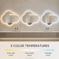 Kingstin Espejo LED de baño en forma de nube con marco acrílico, para proyectos, 3000K/4000K/6000K, tamaño y grosor a medida