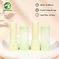 Tube d'emballage cosmétique sans air à couvercle rabattable, hermétique, rond, vert dégradé, en plastique, pour baume à lèvres et rouge à lèvres, vente en gros