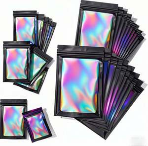 Bolsa Ziplock de Mylar holográfica 4x6 negra mate, bolsa de papel de aluminio resellable para almacenamiento de alimentos con ventana transparente para goma de mascar y sushi - Product Image 3