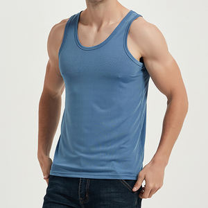 Chaleco de seda fría acanalado para hombre, ropa interior de verano para capas, camiseta sin mangas deportiva con tirantes cruzados, blanca, fina, de moda, talla grande - Product Image 3