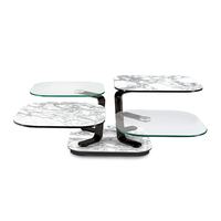 Table basse ronde au design moderne adaptée aux meubles de maison en métal table basse blanche en pierre centrale avec dessus en dalle de roche