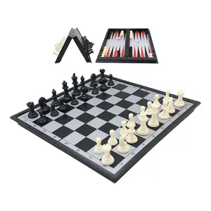 لعبة شطرنج ، مغناطيسية ، للأطفال والبالغين, 11.4 "مجموعة ألعاب 3 في 1 ، مع لوحة قابلة للطي للسفر ، علبة من البلاستيك للأطفال والكبار