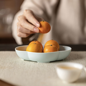 <b>Ceramic</b> Fruit <b>Plate</b> Oval Porcelain Wedding Tea Tray Chinese Pastry Dish Zen Teapot Holder - Product Image 1