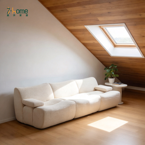 Sofá Seccional Curvo de Tela de Pana, Modular, de Tres Plazas, Esponja Comprimida, Envasado al Vacío, Ahorro de Espacio para Sala de Estar/Apartamento - Product Image 1