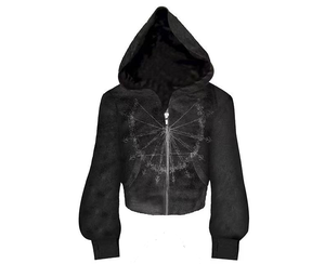 Sudadera con Capucha Estampada de Estilo Oscuro, Hecha de Material de Secado Rápido, con un Diseño Holgado y Patrones Impresos Personalizables - Product Image 1