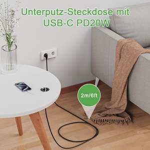 Utilisation hospitalière industrielle meubles dans le bureau œillet d'alimentation prise espace de travail à domicile encastrable multiprise 2m prise USB-C PD20W - Product Image 4