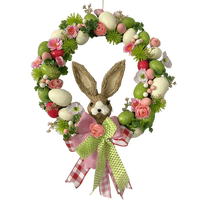 Corona de Pascua con Conejito, Huevo de Plástico, Coronas Artificiales, Cesta, Decoración para Puerta Principal, Decoración Colgante para Exteriores, Artículos para Fiestas
