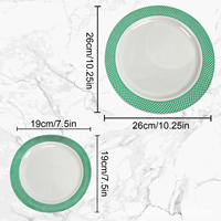 Assiettes en plastique blanches de 10,25 pouces et 7,5 pouces - Assiettes jetables vertes avec grille verte pour les fêtes et Noël
