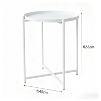 Table d'appoint ronde en métal, table d'appoint avec structure en X, petite table basse décorative pour salon, chambre, balcon