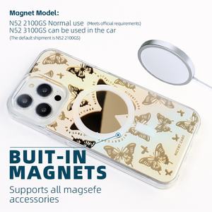 Coques de téléphone papillon à impression UV, antichoc, électro-plaquées, miroir, magnétiques, pour iPhone 16 15 14 13 12 11 Pro Max - Product Image 3