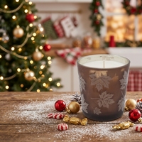 Bougies Artisanales en Verre Sablé avec Feuilles d'Érable – Contenants en Verre Recyclable – Bougies Personnalisées pour Fêtes et Décoration Intérieure