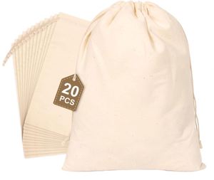 Bolsitas de Muselina de Algodón Geométricas de 13*18cm con Asa de Cuerda, Cierre de Cordón y Correa para el Hombro para Recuerdos de Fiesta de Bodas (Color Personalizado) - Product Image 1