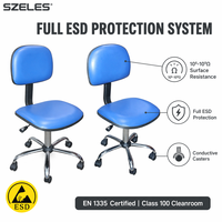 Tabouret de laboratoire médical en cuir PU réglable avec roues pour chaise ESD à usage industriel pour salle blanche de bureau d'hôpital