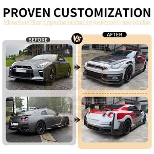 Kit complet de carrosserie demi-fibre de carbone pour Nissan GTR R35 2009-2024 Style TOP-SECRE pare-chocs avant <span class=keywords><strong>coffre</strong></span> arrière jupes latérales capot Bodykit - Product Image 5