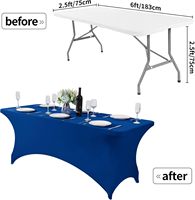 Housse de table TY Classicblue en spandex pour table de 8 pieds, ajustement universel extensible pour fêtes, banquets, mariages, événements et usage domestique