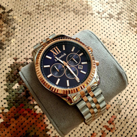 MKOriginals Jam Tangan Pria Mewah Berkualitas Tinggi dari Baja Tahan Karat 45MM Multifungsi Dial Besar 30m Tahan Air Emas Jam Tangan Fashion