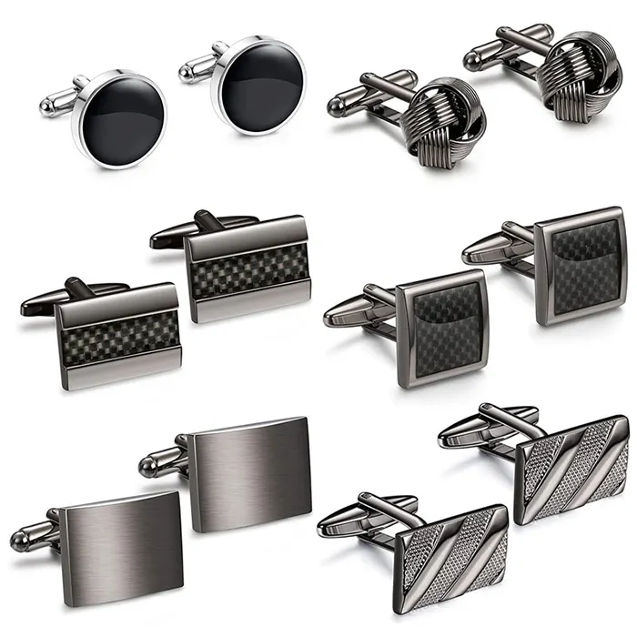 Stainless Steel Luxury Blank Bouton De Manchette Sterling Silver Styles Black Custom Steel Men Cufflinks