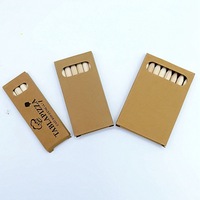 Mini crayons de couleur en bois naturel de 3.5 pouces ensemble de 6 crayons d'emballage en papier kraft avec logo personnalisé pour le dessin d'enfants