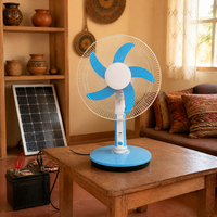 Vente en gros de ventilateurs de table de 16 pouces en provenance de Chine, ventilateur électrique portable AC/DC avec lumière LED, alimentation solaire/par batterie pour une utilisation en extérieur