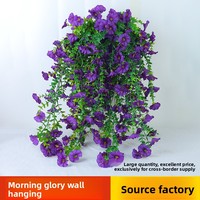 Fleur artificielle murale en plastique Morning Glory, panier suspendu pour jardin et cour, décoration florale semi-artisanale pour la maison