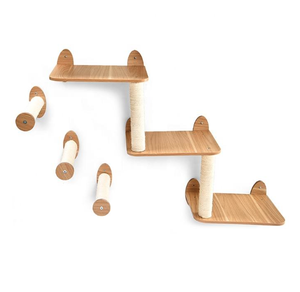 <b>Wall</b>-Mounted Modular <b>Cat</b> Climbing Shelves (Solid Oak) - Product Image 5