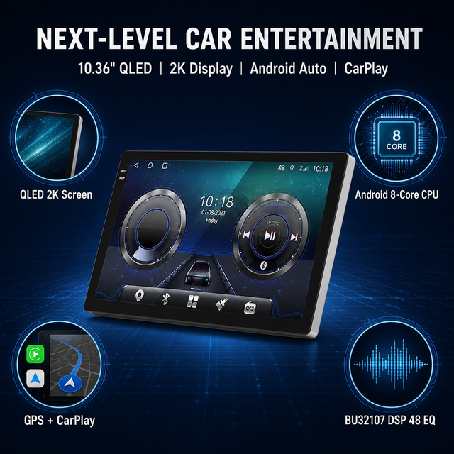 9 Inch QLED Screen 2 Din 8 Core 4G WiFi GPS Navigation Android Car Radio Multimedia Player