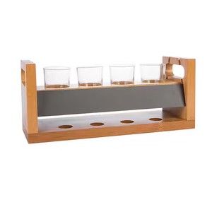 Plateaux de service personnalisés en bois avec logo de marque pour bière et whisky, avec 4 verres de dégustation peints pour Big Whale <span class=keywords><strong>Italie</strong></span> - Product Image 6