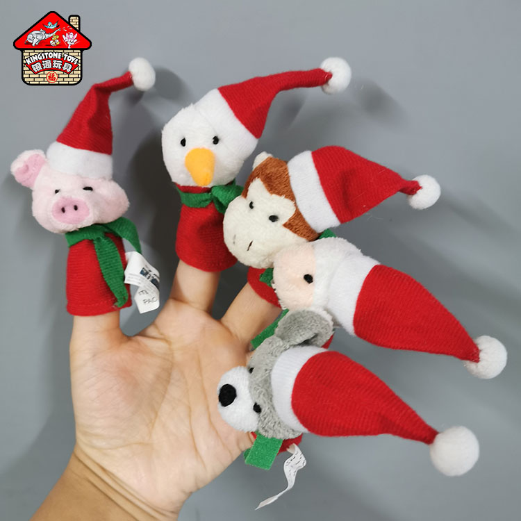 Рождественская серия пальчиковых кукол, веселые пальчиковые куклы в форме животных, игрушки для детей