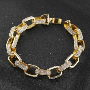 Nueva Pulsera de Cadena Cuadrada con Cristales de Imitación y Baño de Oro Rosa de la Marca de Moda, Inspirada en Hip Hop, para Hombre y Mujer, de Aleación de Zinc - Product Image 2