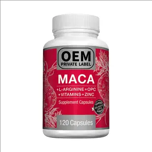 แคปซูลมาคาฉลากส่วนตัวพร้อม L-Arginine + OPC + วิตามิน + สังกะสีเพื่อความแข็งแรงทางกายภาพผู้ชายและผู้หญิงที่มีศักยภาพสูง