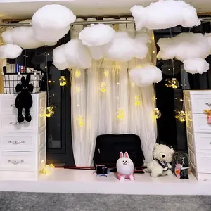 Nuvens brancas artificiais Nuvem pendurada para adereços do casamento e fotografia peças decorativas