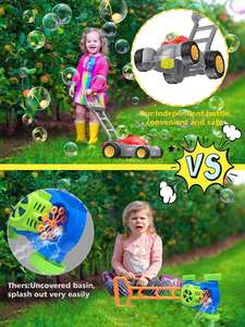 Tondeuse à gazon rouge améliorée pour enfants, jouet à pousser pour le jardinage, machine à bulles - Product Image 6
