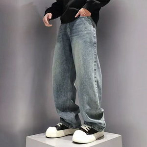 <span class=keywords><strong>Jean</strong></span> en denim bleu tendance pour garçons, style simple, coupe droite décontractée, pour toutes les saisons, directement de l'usine - Product Image 1