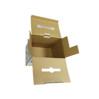 Boîte en carton ondulé personnalisée, grande, pour bouteilles de bière ou de vin, recyclable, imperméable, avec poignée en relief