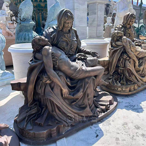 BLVE Sculpture religieuse catholique <span class=keywords><strong>d</strong></span>écorative en métal, représentant la Vierge Marie tenant le Christ mort, Pièta en laiton et bronze - Product Image 4
