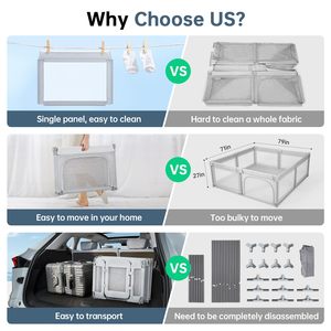 Moderno box in legno per bambini pieghevole portatile per interni esterni box box con serratura di sicurezza per bambini giochi e soggiorno uso - Product Image 6