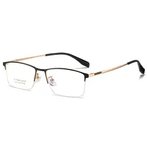 Anti-blue Light Eyeglasses Half-titanium Half-rimmed Frames Square Eye Frames Eyeglasses For Man