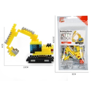 Ensemble de jouets éducatifs en micro-particules ABS, comprenant des blocs de construction, des véhicules de circulation transfrontalière, des excavatrices et des voitures de course, conditionnés en sachet - Product Image 2