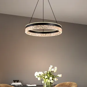אישור ETL בסגנון מינימליסטי סלון חדר אוכל חדר שינה מנורת תליון מתכת אקריליק טבעת LED נברשת