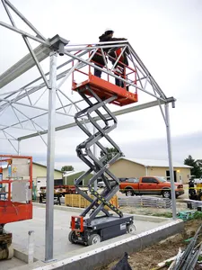 6-14M 320KG kendinden tahrikli elektrikli İskele asansörü kendinden tahrikli pil depo ve temiz binalar için elektrikli makaslı kaldırma