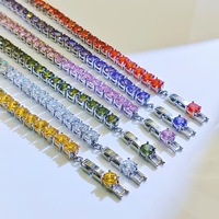 Bracelet Tennis Charmant en Cuivre de 6 mm avec Zircons Colorés à Rangée Unique, Accessoire de Mode pour Hommes et Femmes, Vente en Gros