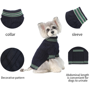 Gilet pour chien personnalisé léger et respirant en tricot, rayé vert et bleu, col roulé sans manches, pour chiens de grande et petite taille, tels que les Dachshunds - Product Image 3