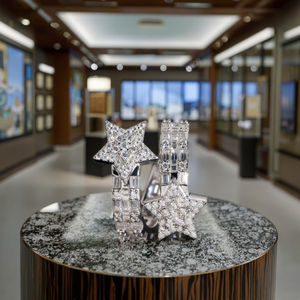 Стильное женское кольцо с бриллиантами в европейском американском стиле хип-хоп со звездами, модное 925 Серебряное кольцо с муассанитом, полностью инкрустированные Кольца в наличии - Product Image 3