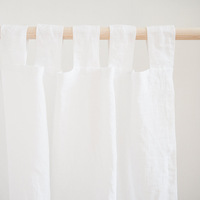 Cortinas Opacas Nórdicas 100% Lino, Cortinas Blancas Semi-Opacas de Gran Peso Sin Perforaciones, Personalizadas para Sala de Estar y Balcón