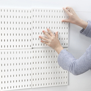 White Wall-Mounted Pegboard Shelf Plastic Single Layer Kitchen Storage Custom Size <b>Suction</b> Cup Installation - Product Image 1