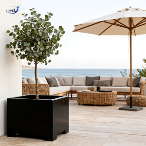 Jardinière carrée d'extérieur ML, moderne et minimaliste, en métal, pour plantes vertes de jardin - Product Image 1