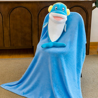 Vente en gros de couverture douce à câliner requin dauphin animal en peluche Kawaii oreiller requin bleu pour enfants cadeau d'anniversaire couverture en peluche